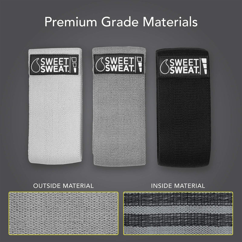 Sweet Sweat Hip Bands with 3 Levels of Resistance | Non-Slip Fabric Booty Bands for Squats & Lunges | Includes Free Mesh Carrying Bag - BeesActive Australia