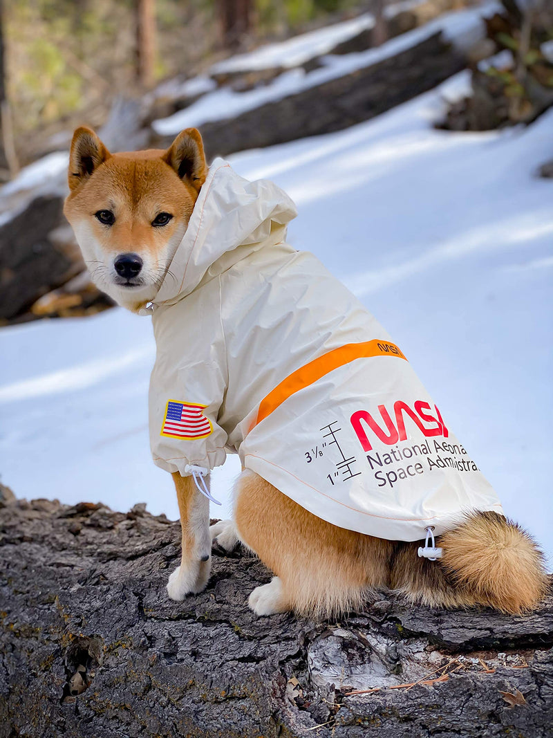 ChoChoCho Dog Raincoats, Reflective Rain Jacket Water Proof, Dog NASA Costume, Dog Clothes, Pet Stylish Streetwear Outfit for Dogs Cat Puppy Small Medium Large 3XL (Chest: 23''-28'' / Suggest: 28-41 lbs) White (Reflective) - BeesActive Australia