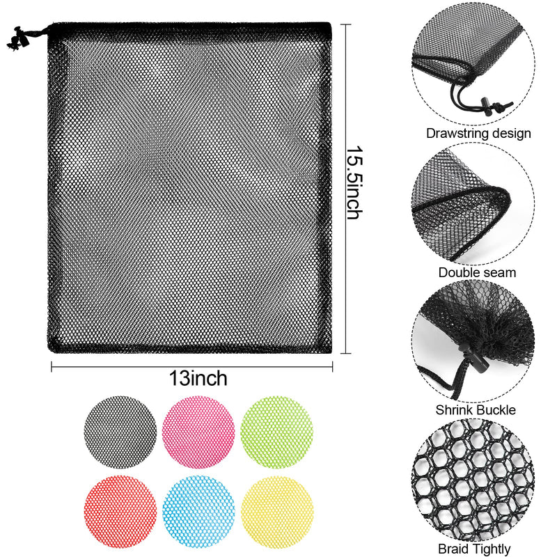 12Pcs Mesh Bag 13"X15.5" Drawstring Gym Bag Nylon Mesh Drawstring Bag with Cord Lock Closure for Collecting Toys Travel Sports Multicoloured 12 13"X15.5" - BeesActive Australia