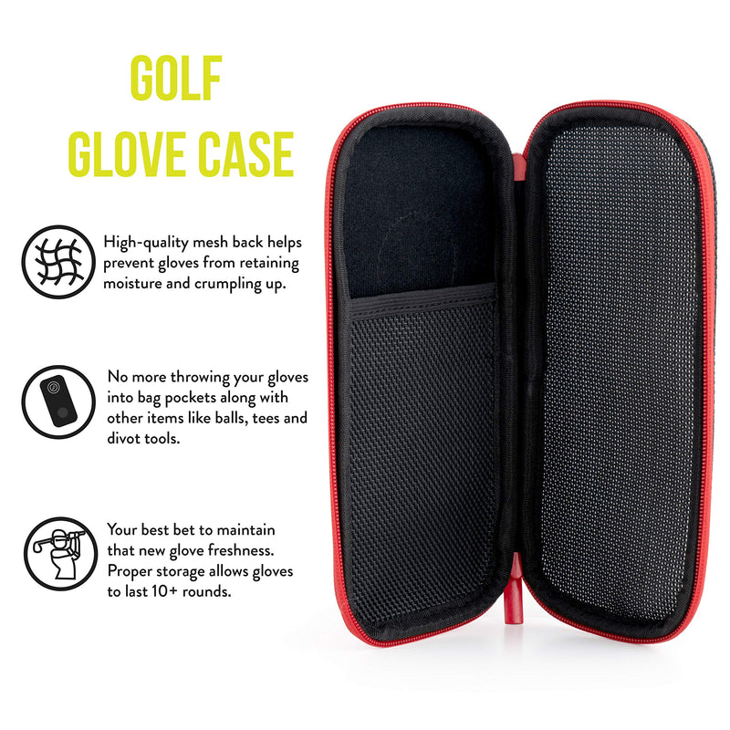 Stripebird - Golf Performance Gloves Holder Case - Protect and Keep Golf Gloves Dry - Moisture Free Storage Design - Includes Golf Bag Clip for Golfers Major Red - BeesActive Australia