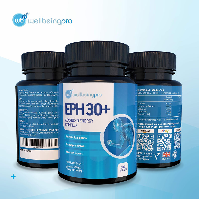 WBP Eph30+ (Up to 3 Months+ Supply) - Advanced Energy Complex - Vegan Friendly UK Made Supplement (Bottle - 100 Tablets) - BeesActive Australia