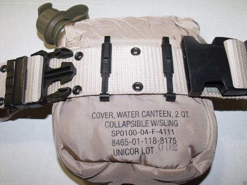 New 2 QT Collapsible Water Canteen + Desert Tan Cover Pouch with Sling US Army Military by US Goverment GI USGI - BeesActive Australia