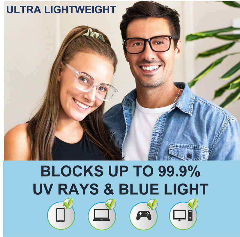 Riccardo Materossi� - Premium 99.9% Blue Light Blocking Glasses (380-410nm) - Reduce Headaches and Improve Sleep - UK Brand [3 Pack] 3 Square Frames - BeesActive Australia