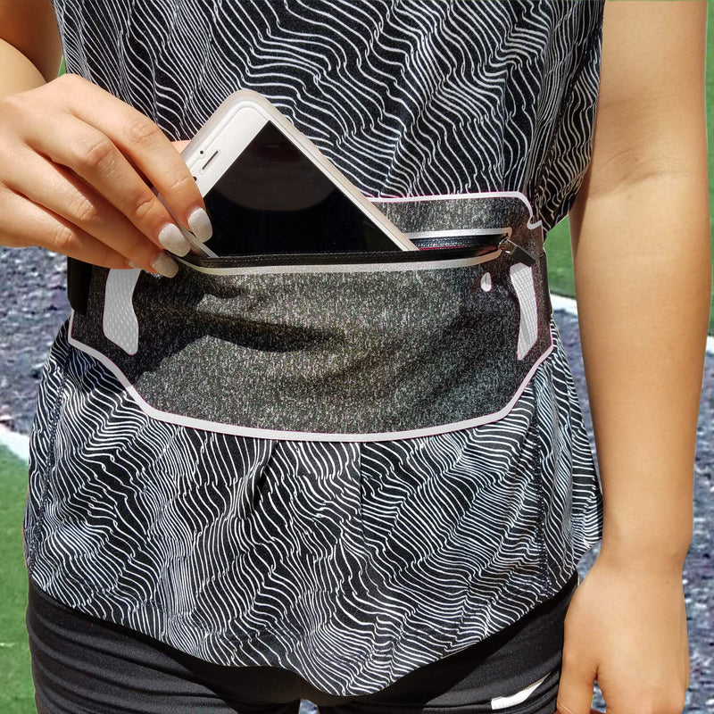 ANJ Outdoors Super Slim Water Resistant Money Belt, Running Belt for Women and Men, Expandable Phone Belt to Hold Cell Phones, Cards, and Money. Ideal Waist Bag Waist Pack for Travel, Sports and Yoga Silver - BeesActive Australia