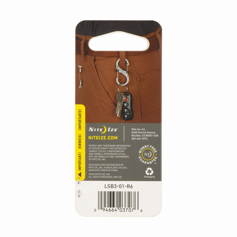Nite Ize LSB3-01-R6 S-Biner SlideLock Dual Locking Carabiner, Size #3, Black - BeesActive Australia