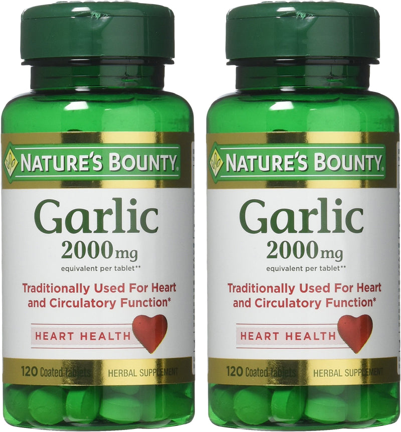 Nature's Bounty Garlic, 2000mg, 120 Coated Tablets (Pack of 2), 2 Bottles Each of 120 Tablets - BeesActive Australia