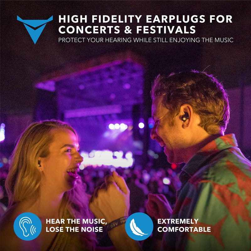 Decibullz Custom-Molded High Fidelity Earplugs, Hearing Protection for Concerts, Musicians, Drummers, and The Sensory Disabled, Black - BeesActive Australia