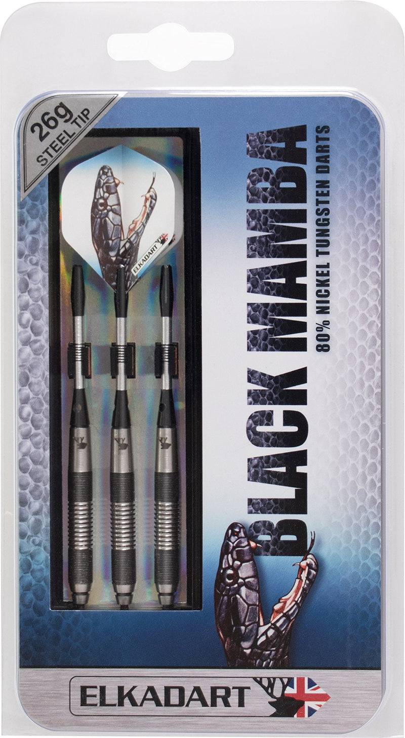 Elkadart Black Mamba 80% Tungsten Steel Tip Darts with Storage/Travel Case 26 Grams - BeesActive Australia