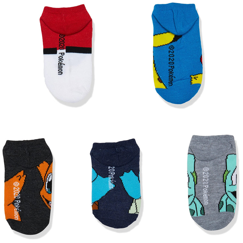 Pokemon Boys 5 Pack No Show Socks Big Boys Sock Size 6-8.5 Bright Multi - BeesActive Australia