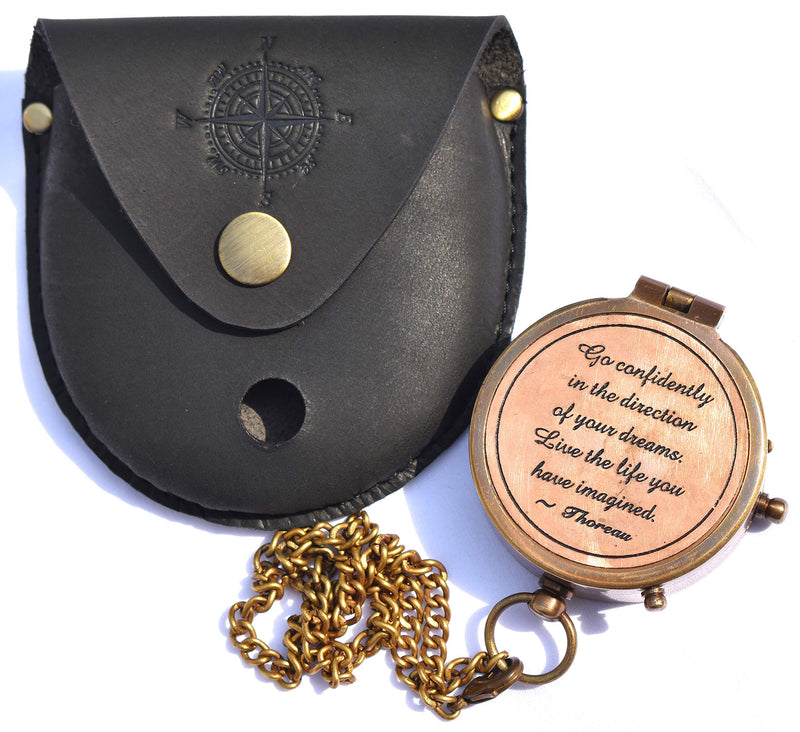 Hiking Backpacking Compass with Case /Thoreau's Go Confidently Quote Engraved with Gift Compass ,Camping Compass, Boy Scout Compass Kids-Professional Field Compass for Map Reading- Best Survival Gifts - BeesActive Australia