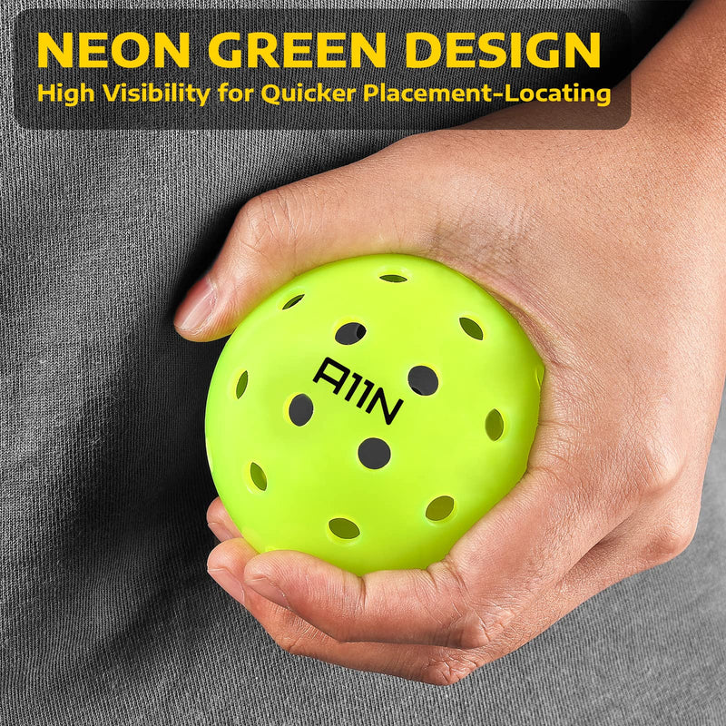 A11N S40 Outdoor Pickleball Balls- USAPA Approved, 6/12/50-Pack, Neon Green - BeesActive Australia