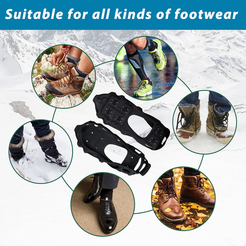 FUSIGO Ice Snow Cleats Crampon Traction Cleats for Walking on Snow and Ice Slip On Winter Walking Crampons for Boots Shoes Men Women Hiking Running Jogging (1 Pair) XL (10.5-13 men/11.5-14 women) - BeesActive Australia