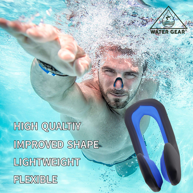 Water Gear Swim Nose Clip - Nose Plug for Swimming - Swimming Nose Clip for Adults Blue - BeesActive Australia