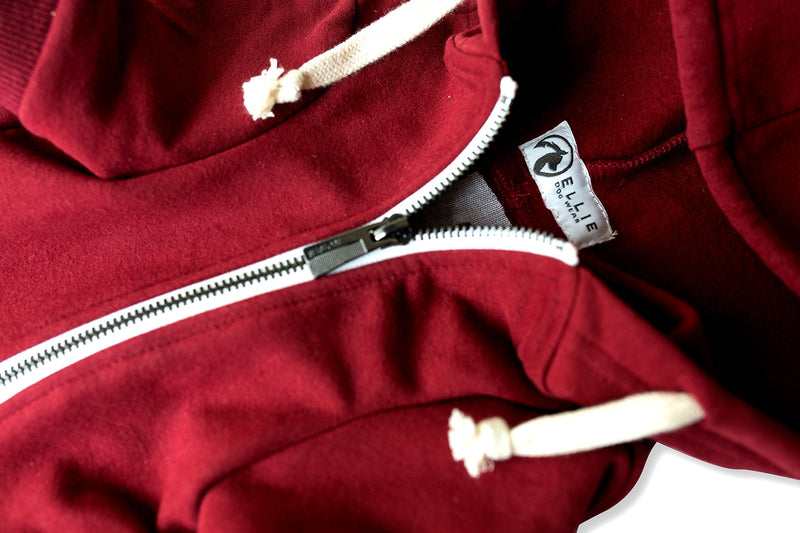 Adventure Zip Up Maroon Red Dog Hoodie with Hook & Loop Pockets and Adjustable Drawstring Hood - Available in Extra Small to Extra Large. Comfortable & Versatile Dog Hoodies by Ellie XXL - BeesActive Australia