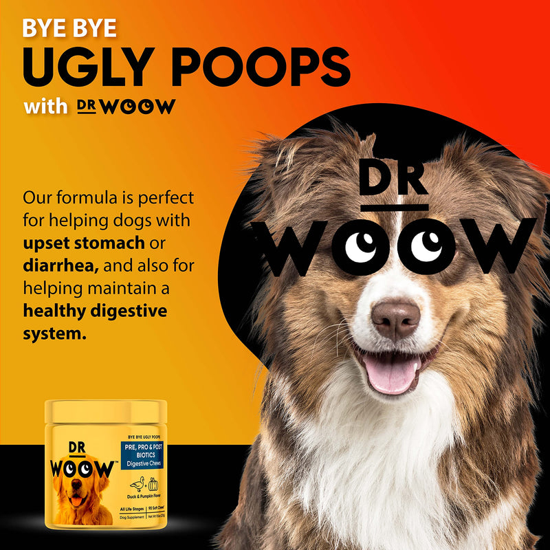 Dr Woow Probiotics for Dogs, Pet Dog Probiotics and Digestive Enzymes, Duck & Pumpkin Flavor Dog Probiotic Supplements, Dog Vitamins Dog Probiotic Chews and Prebiotics for Dogs, Dog Gas Relief - BeesActive Australia