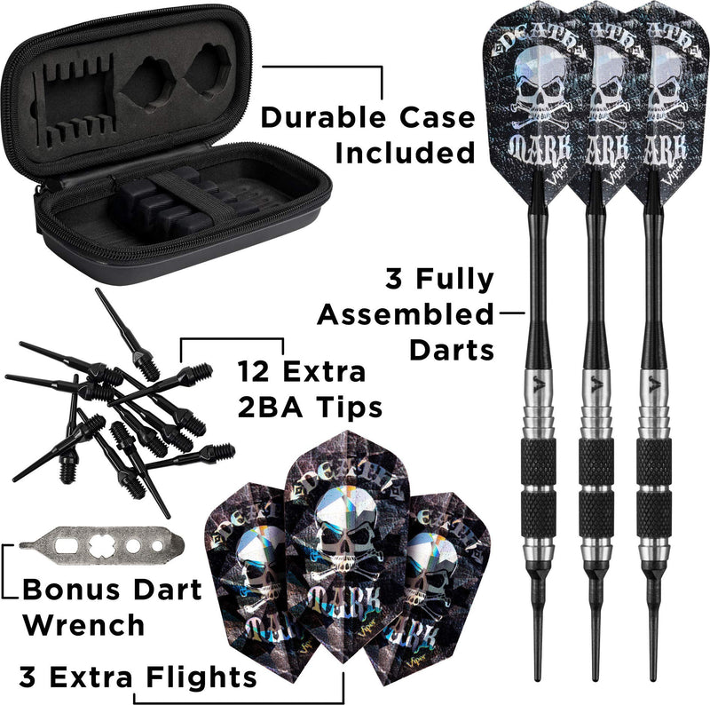 Viper Desperado 80% Tungsten Soft Tip Darts with Storage/Travel Case: Death Mark, 18 Grams Coarse Knurling - BeesActive Australia
