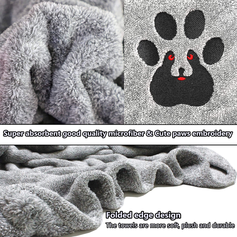 Dogvingpk Extra Large Dog Towel Super Absorbent Dog Towels for Drying Dogs Bath Grooming Soft Microfiber Pet Towels Grey - BeesActive Australia