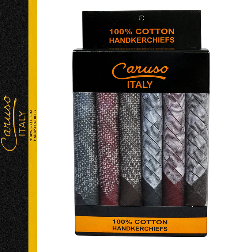 Caruso Italy Men's Italia 100% Pure Cotton Handkerchief - Pack of 6 Multicolour - BeesActive Australia