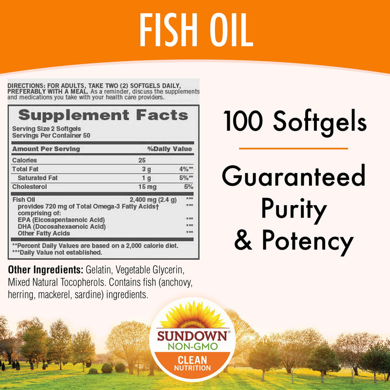 Sundown Fish Oil Extra Strength 1200 mg, 100 Softgels (Packaging May Vary) 100 Count (Pack of 1) - BeesActive Australia