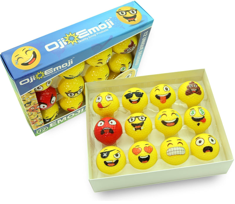 Oji-Emoji Premium Emoji Golf Balls, Unique Professional Practice Golf Balls, 12-Pack Emoji Golfer Novelty Golf Gift for All Golfers, Fun Golf Gifts for Men, Dads, Women, Kids, golf accessories - BeesActive Australia