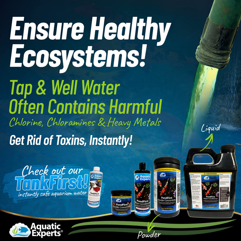 Aquatic Experts PondFirst Pond Water Conditioner - Concentrated Instant Dechlorinator for Fish Ponds, Makes Water Safe for Koi and Goldfish, Made in The USA Liquid 500 ml - Treats 5,000 gallons - BeesActive Australia