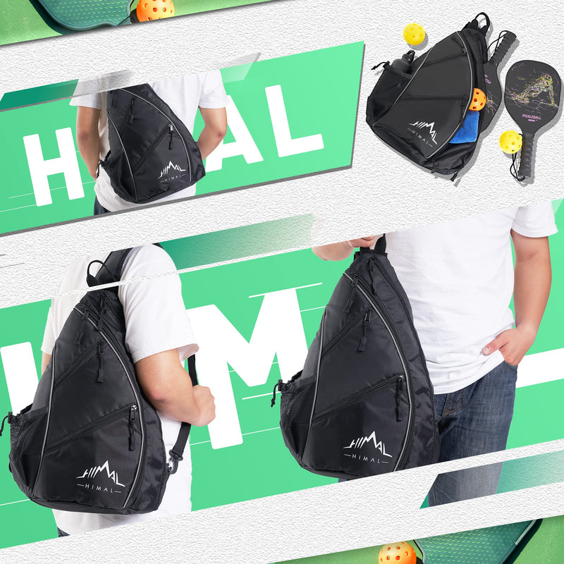 Himal Pickleball Bag- Adjustable Pickleball,Tennis,Racketball Sling Bag - Pickleball Backpack with Water Bottle Holder for Men and Women Black - BeesActive Australia
