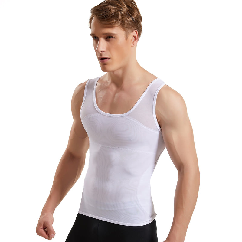 [AUSTRALIA] - HANERDUN Men Body Shaper Chest Compression Shirt Hide Gynecomastia Moobs Slimming Vest White Large 