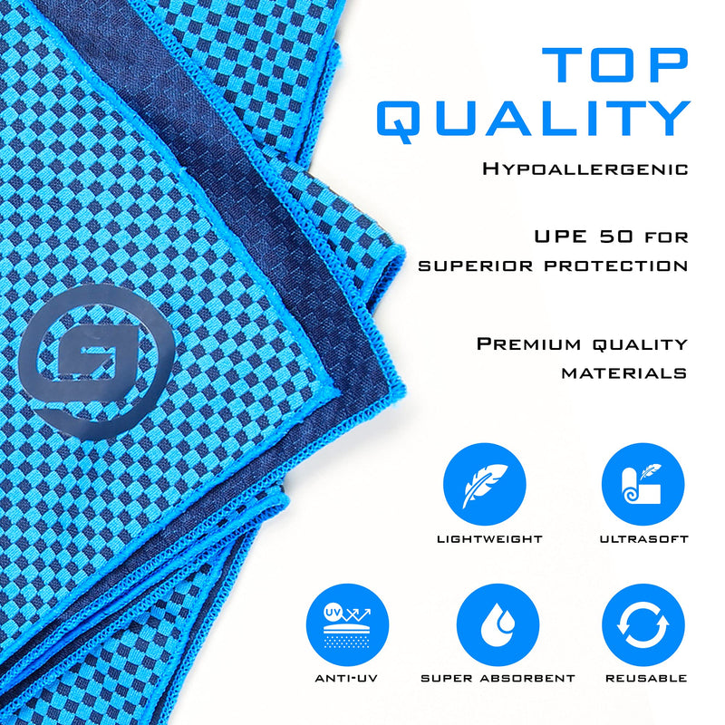 Cooling Towels 3 Pack - Lightweight Microfiber Towel for Gym, Workout, Sport & Sweat - Quick Dry Towel for Body, Neck & Face During Work, Travel, Camping, Swimming, Beach, Hot Weather for Men & Women Two Tone Blue - BeesActive Australia