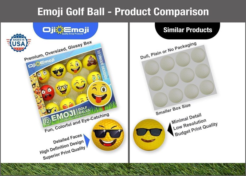 Oji-Emoji Premium Emoji Golf Balls, Unique Professional Practice Golf Balls, 12-Pack Emoji Golfer Novelty Golf Gift for All Golfers, Fun Golf Gifts for Men, Dads, Women, Kids, golf accessories - BeesActive Australia