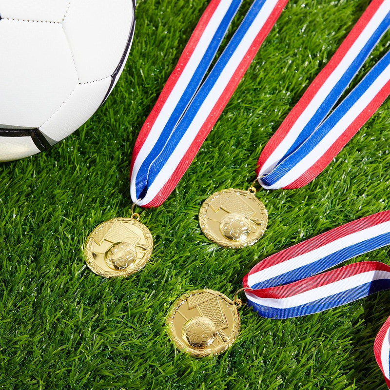 Juvale 12 Pack Soccer Medals for Kids, Team Participation Trophies, Party Favors (Metal, Gold) - BeesActive Australia