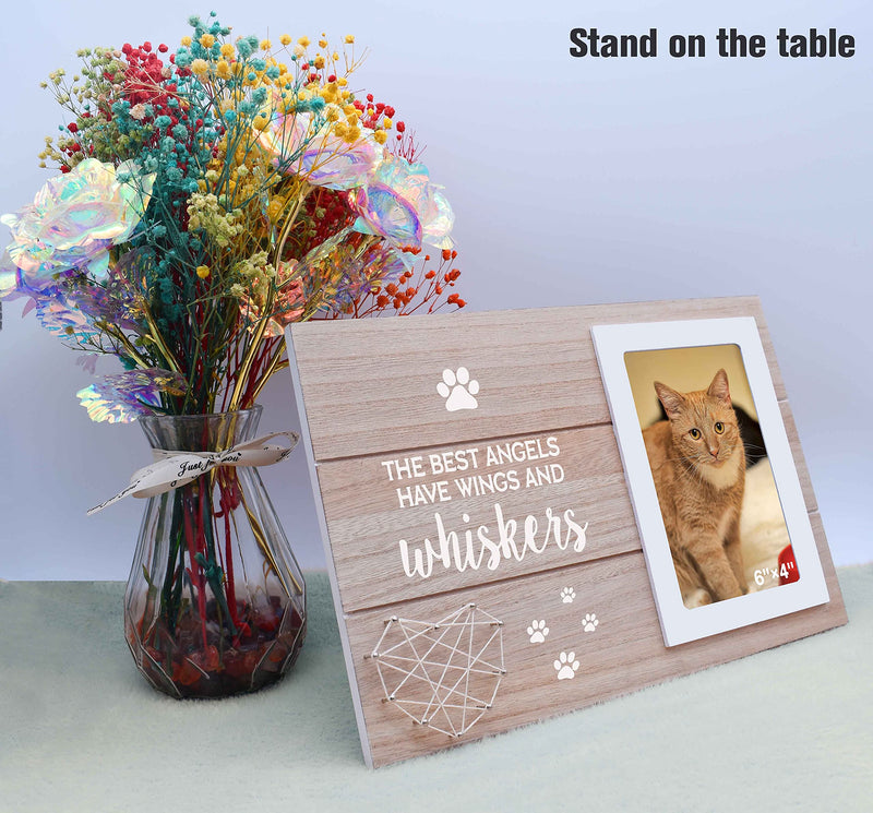 Cat Memorial Picture Frame for Loss of Cat - Pet Loss Gifts for Pet Owner - Cat Remembrance Frame Gift - Cat Sympathy Photo Frame Gift -the Best Angels Have Wings and Whiskers - BeesActive Australia