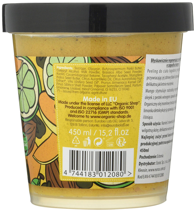Organic Shop Body Desserts Mango Sugar Sorbet Instant Renewal Body Scrub, 450 ml Mango,Apricot,Lime 450 ml (Pack of 1) - BeesActive Australia