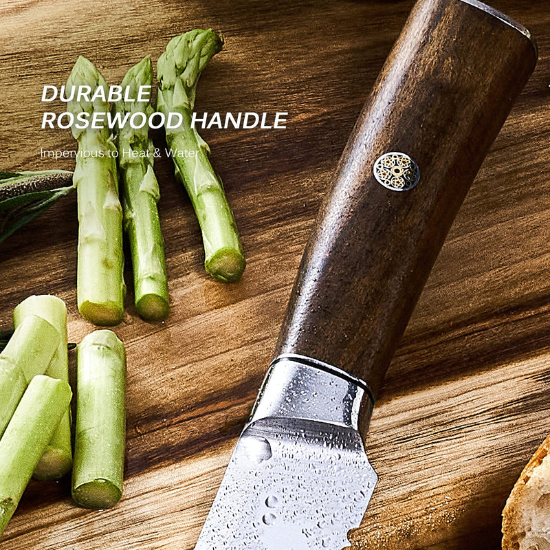 KYOKU 10 Inch Bread Knife - Daimyo Series - Serrated Knife with Ergonomic Rosewood Handle, and Mosaic Pin - Japanese 440C Stainless Steel Bread Cutter with Sheath and Case - BeesActive Australia