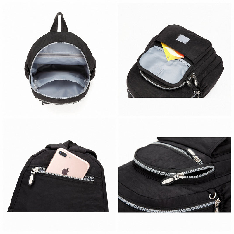 AOTIAN Mini Nylon Women Backpacks Casual Lightweight Small Daypack for Girls Mini Black - BeesActive Australia