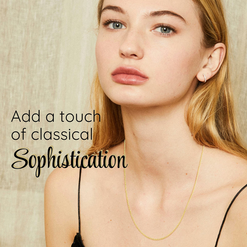 KISPER Gold Cable Link Chain Necklace – Thin, Dainty, Gold-Plated 925 Sterling Silver Jewelry for Women & Men with Lobster Claw Clasp – Made in Italy 24-inch - BeesActive Australia