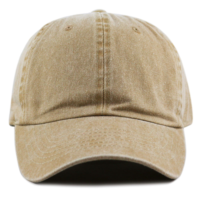 The Hat Depot 100% Cotton Pigment Dyed Low Profile Dad Hat Six Panel Cap 1. Tan - BeesActive Australia