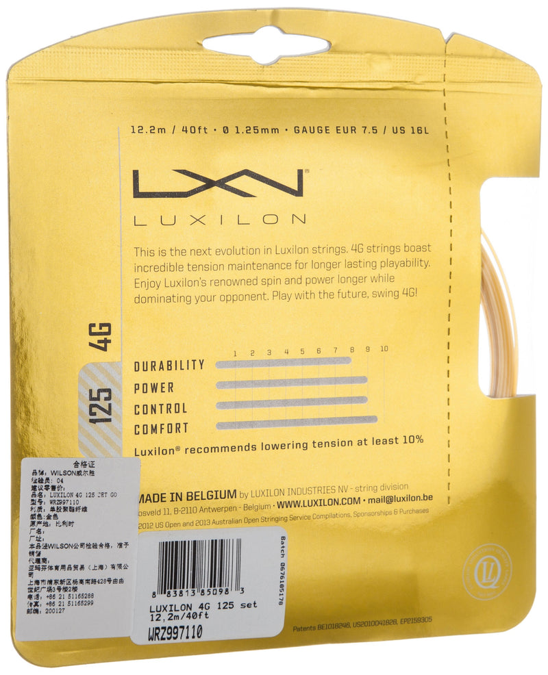 [AUSTRALIA] - Luxilon 4G Tennis String 16L Gauge/1.25mm Gold 