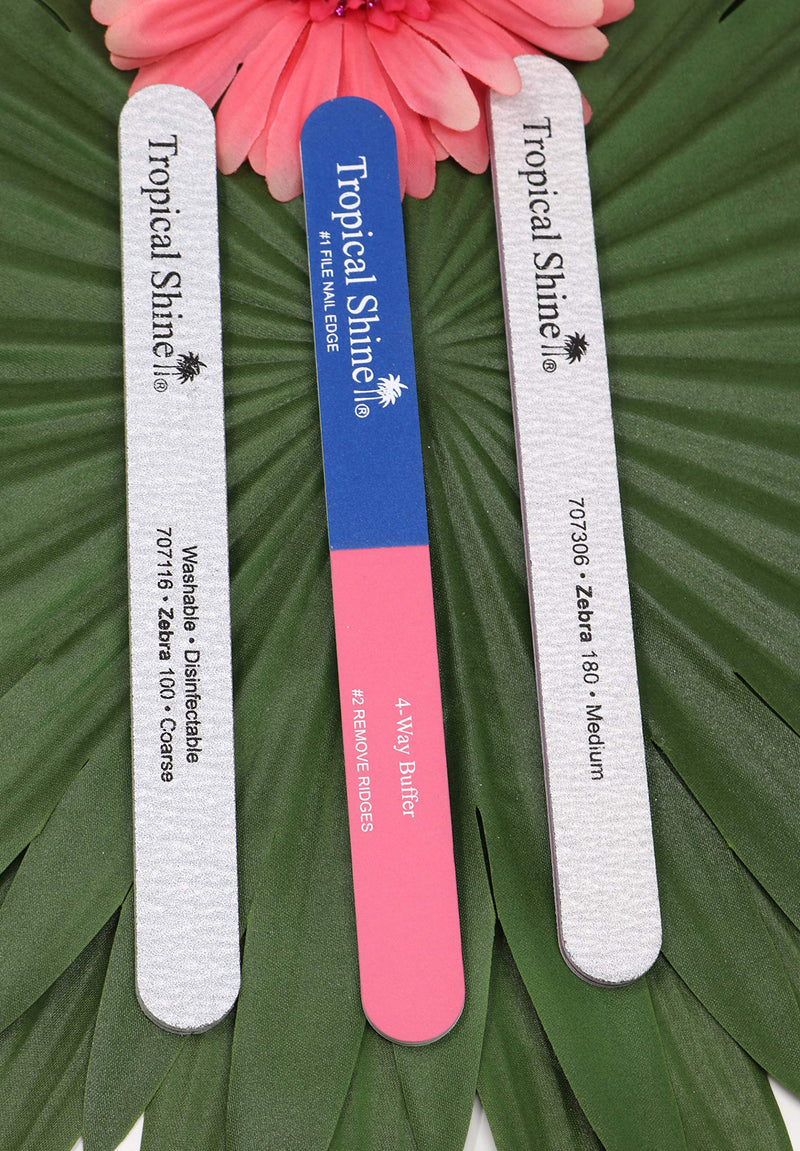 Tropical Shine Nai files 100, 180 Grit and 4 Way Nail Buffer. 3 pcs. - BeesActive Australia