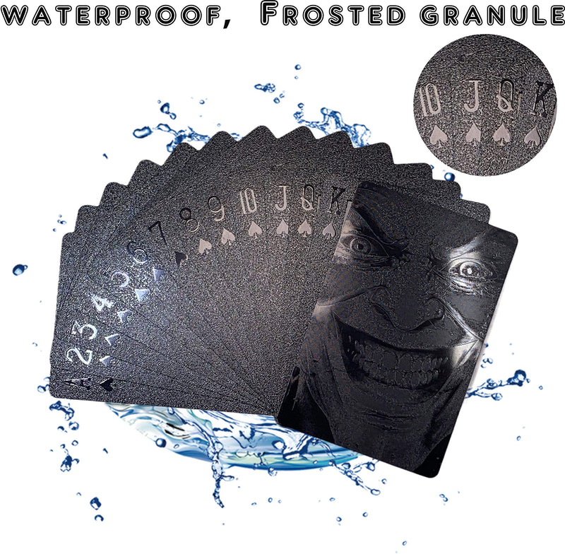 Kxlody Unique Themed Evil Smile Clown 3 Decks Playing Cards Waterproof Deck Cards Plastic Poker Premium Magic Party Game (Black-Gold-Silver) Black-gold-silver - BeesActive Australia