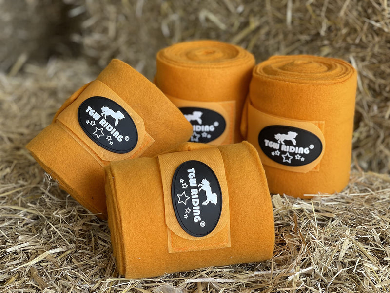 TGW RIDING Horse Polo Leg Wraps, Horse Leg Wraps, Horse Fleece Bandages,4-Pack Orange - BeesActive Australia