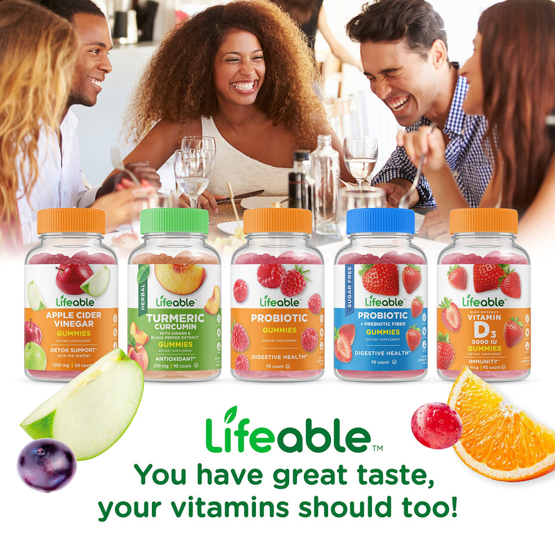 Lifeable Sugar Free Prebiotics Fiber for Adults - 4g - Great Tasting Natural Flavored Gummy Supplement - Keto Friendly - Gluten Free, Vegetarian, GMO Free - for Gut and Digestive Health - 90 Gummies - BeesActive Australia