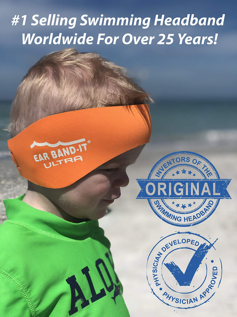 EAR BAND-IT Ultra Swimming Headband - Best Swimmer's Headband - Keep Water Out, Hold Earplugs in - Doctor Recommended - Secure Ear Plugs - Invented by ENT Physician (Black, Small (Ages 3mo to 1yr)) Small (ages 3mo to 1yr) Black - BeesActive Australia