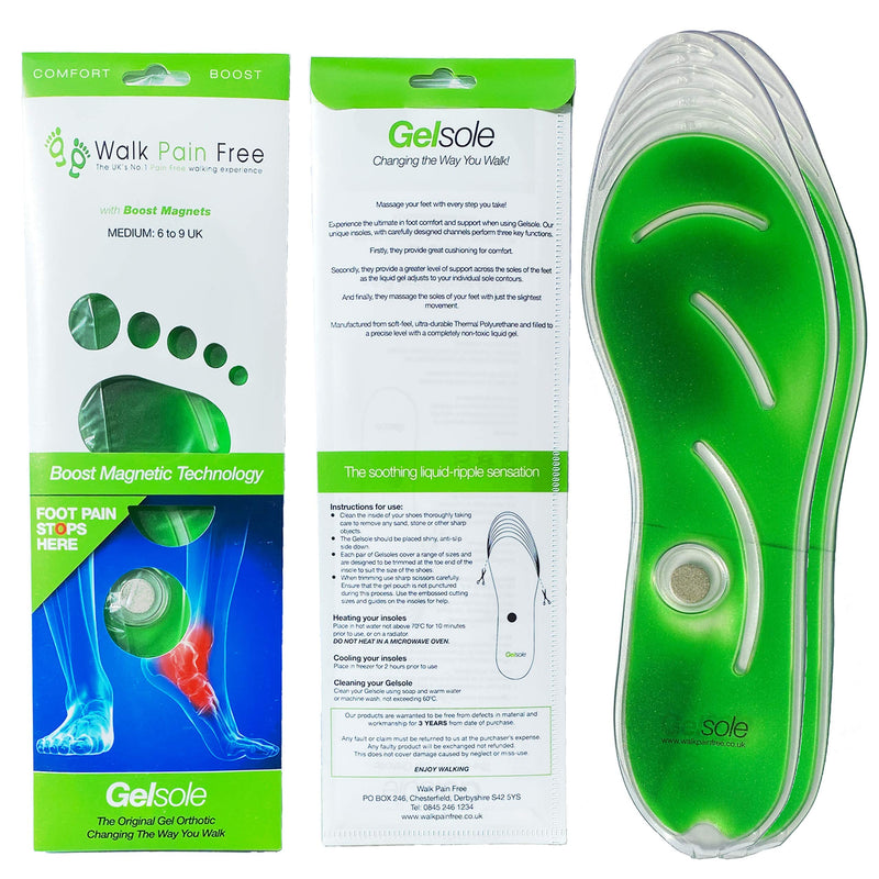 Orthotic Gel Insoles, Boost Magnetic Technology | Walk Pain Free Comfort Insoles | Reduce Heel Pain, Plantar Fasciitis, Flat Feet | Supplying NHS & Emergency Services (Small: 3 to 6 UK, Red) SMALL: 3 to 6 UK - BeesActive Australia