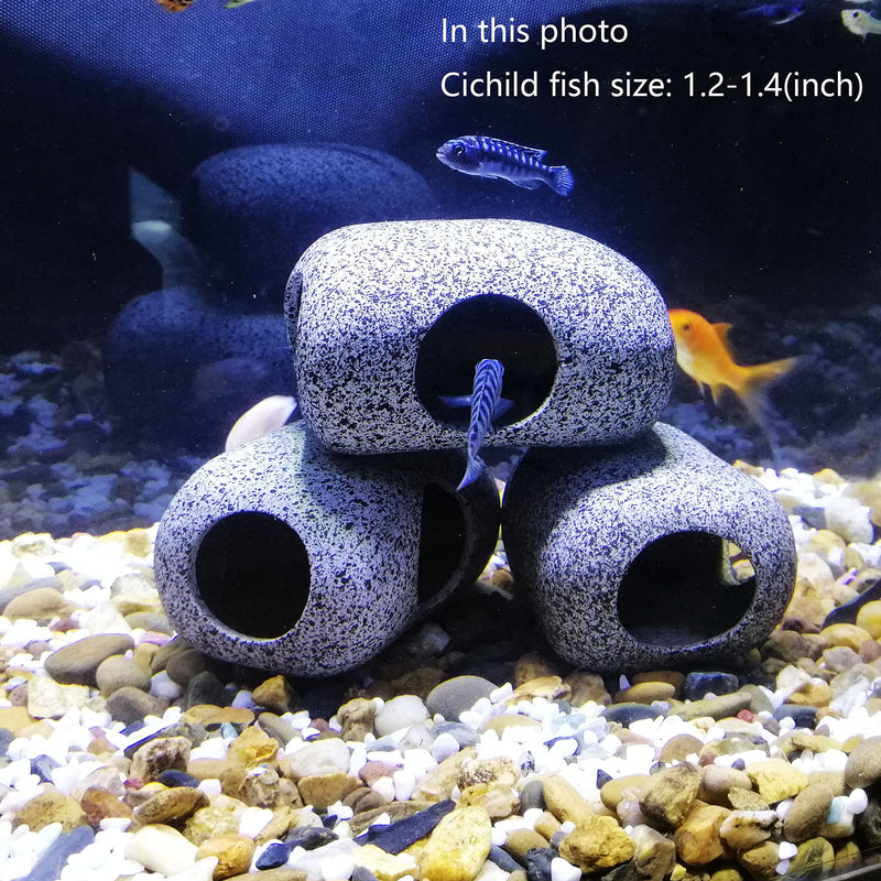 SpingSmart Aquarium Hideaway Rocks for Aquatic Pets to Breed, Play and Rest, Safe and Non-Toxic Fish Tank Ornaments, Ceramic Decor Rocks for Aquascape 3.7"x2.7"x2"(1pc) - BeesActive Australia