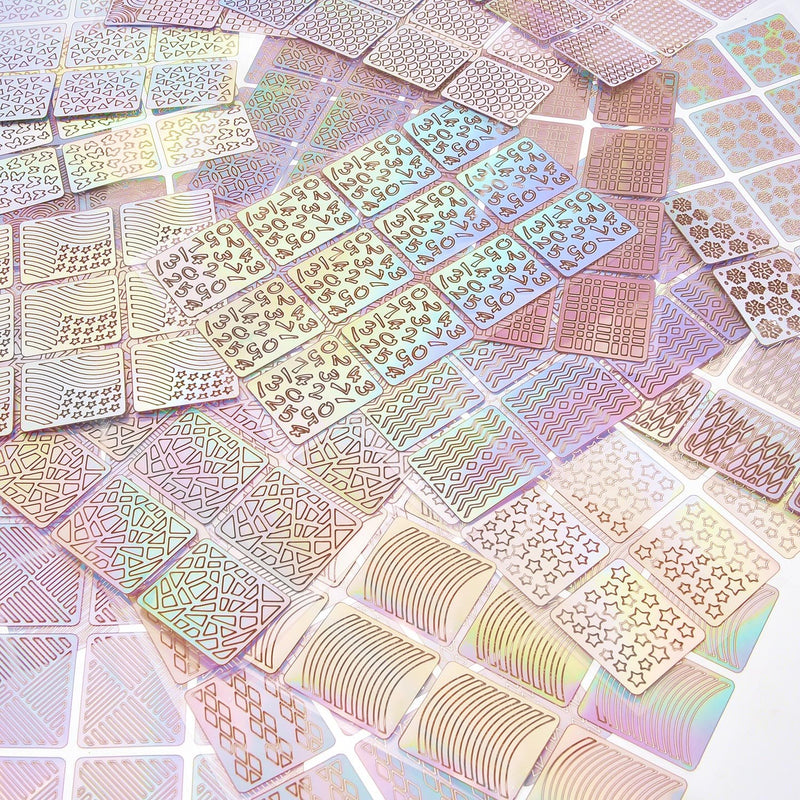 Hicarer 288 Pieces Nail Vinyl Stencils Nail Art Decoration Stickers Set Nail Art Design Stickers Tips Decals, 24 Sheets - BeesActive Australia