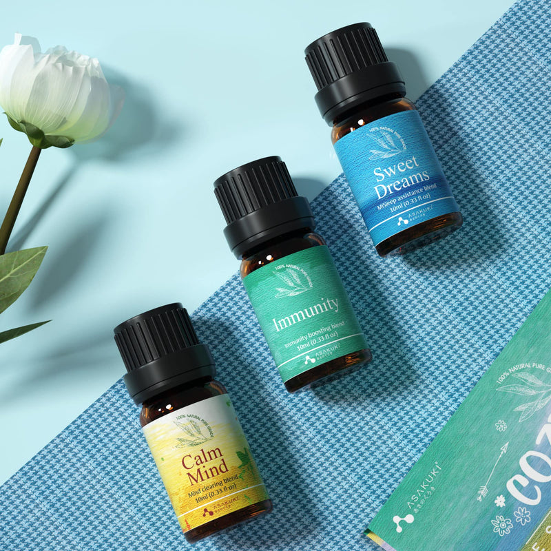 ASAKUKI Essential Oils Set, Aromatherapy Diffuser Oils Blends, 100% Natural Fragrance Essential Oils for Stress Relief, Sleep Better & Feel Good, The Little Box of Cozy Gift Set 3x10mL 3-pack Cozy Set With Gift Box - BeesActive Australia