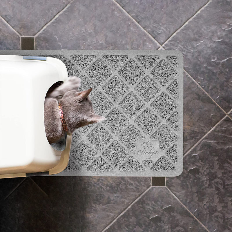 Niubya Premium Cat Litter Mat, Litter Box Mat with Non-slip and Waterproof Backing, Litter Trapping Mat Soft on Kitty Paws and Easy to Clean, Cat Mat Traps Litter from Box Small - 23" x 14" Grey - BeesActive Australia
