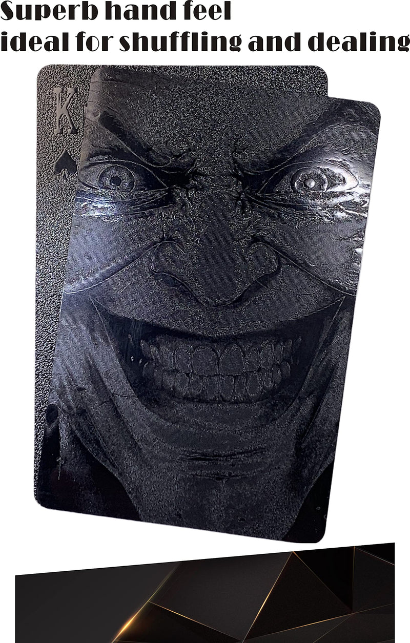 Kxlody Unique Themed Evil Smile Clown 3 Decks Playing Cards Waterproof Deck Cards Plastic Poker Premium Magic Party Game (Black-Gold-Silver) Black-gold-silver - BeesActive Australia