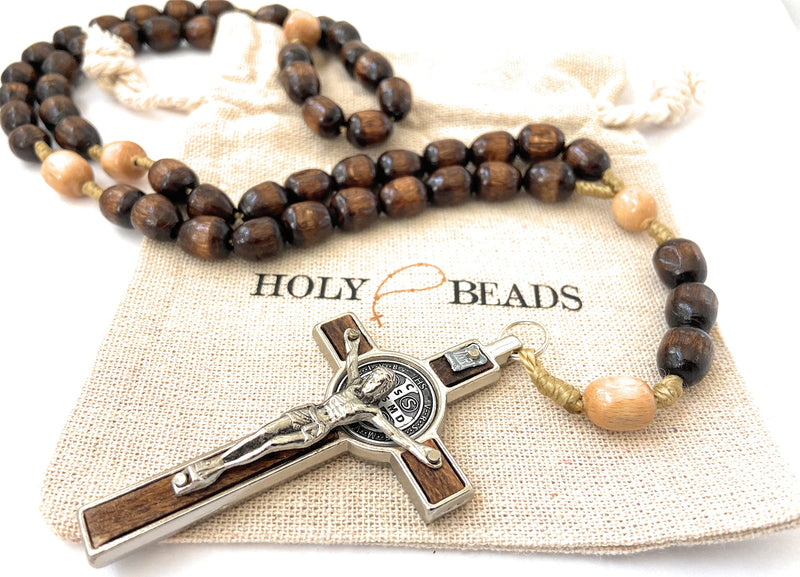 GENUINE Made in Italy Necklace Rosary Blessed by Pope Francis Vatican Rome St Benedict medal patron of death, athletes Solders, US ARMY Veterans, Armed Force Defense Air Force Marines Navy Police Troops Law Enforcement Guard Security Patrol fireman par... - BeesActive Australia