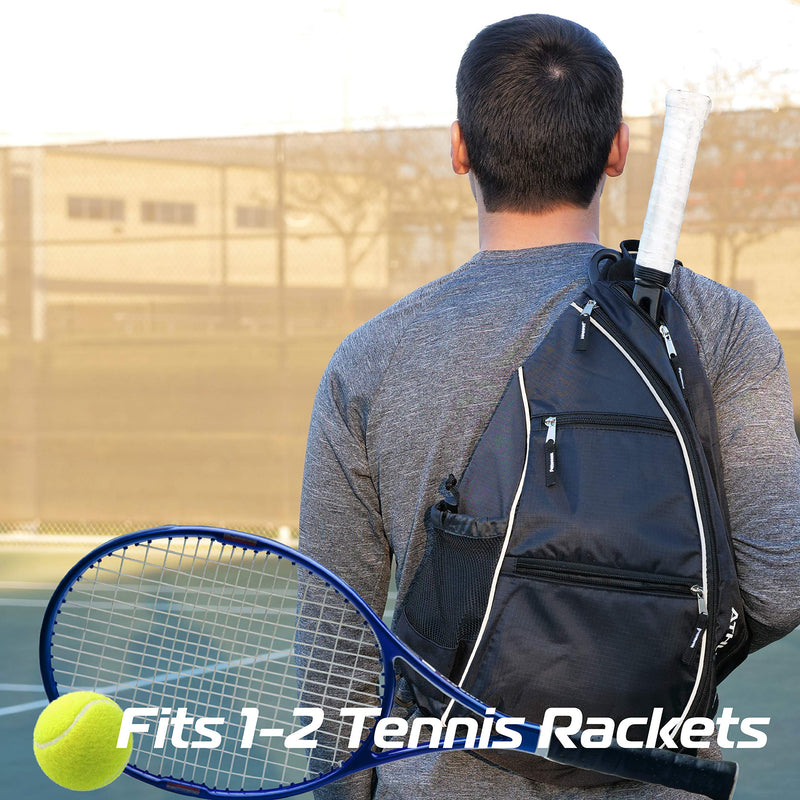 Athletico Sling Bag - Crossbody Backpack for Pickleball, Tennis, Racketball, and Travel for Men and Women (Black) - BeesActive Australia